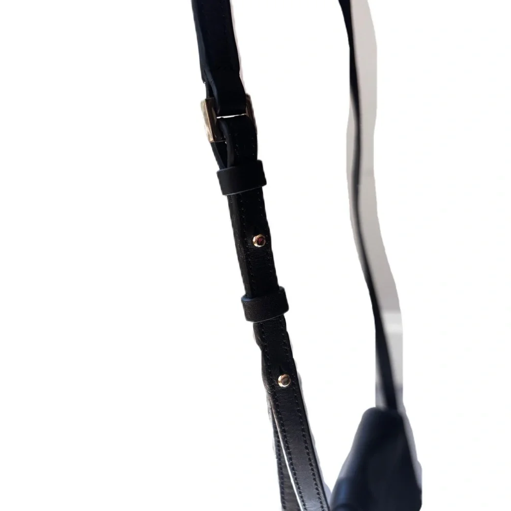 Cole Haan Vestry Saddle Bag in Black‎ Crossbody Leather Purse Gold Hardware